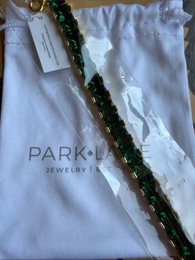 Park Lane Emerald Green and Gold Crystal Bracelet